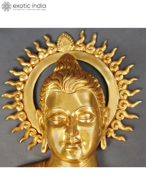 16" Brass Buddha Bust Wall Hanging