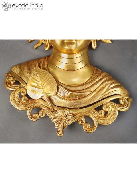 16" Brass Buddha Bust Wall Hanging