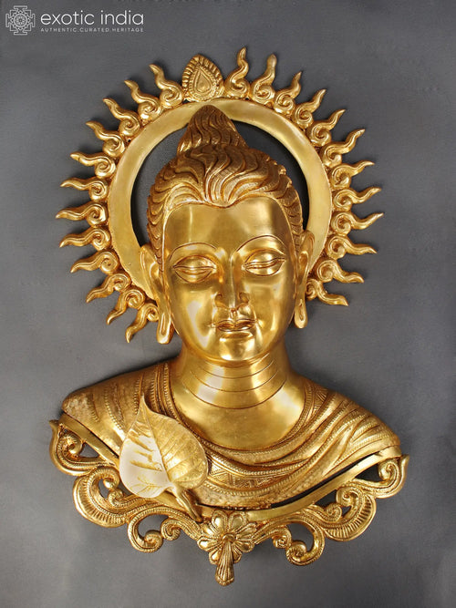 16" Brass Buddha Bust Statue Wall Hanging for Home Decor