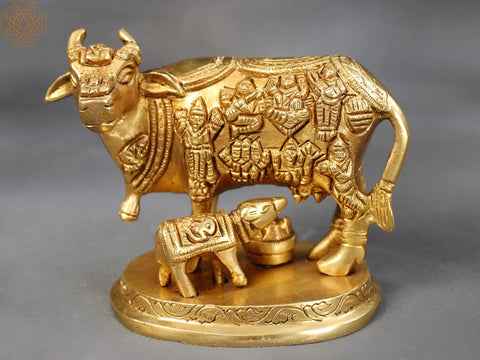 4" Brass All Gods Inside a Cow (Vastu)