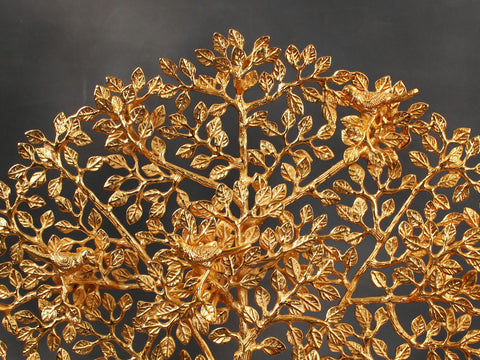 20" Gold Plated Banyan Tree With Birds | Brass