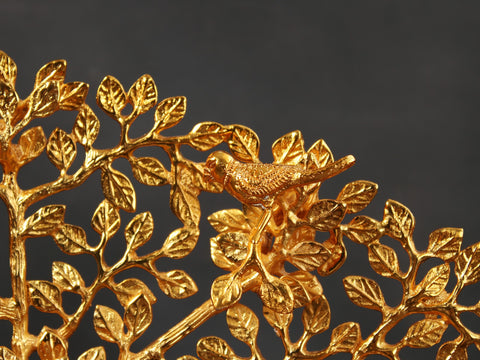 20" Gold Plated Banyan Tree With Birds | Brass