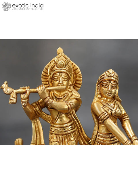 Krishna Playing Flute With Radha | Brass Sculpture
