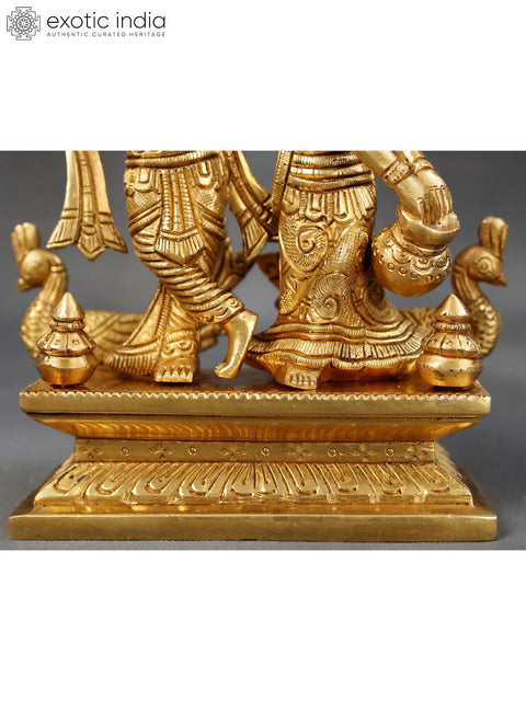 Krishna Playing Flute With Radha | Brass Sculpture