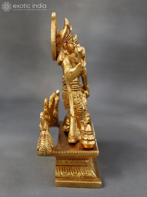 Krishna Playing Flute With Radha | Brass Sculpture