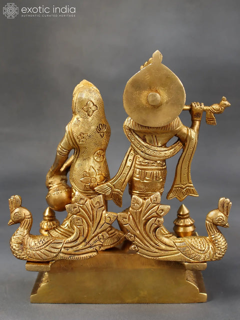 Krishna Playing Flute With Radha | Brass Sculpture
