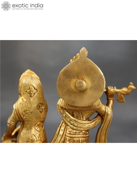 Krishna Playing Flute With Radha | Brass Sculpture