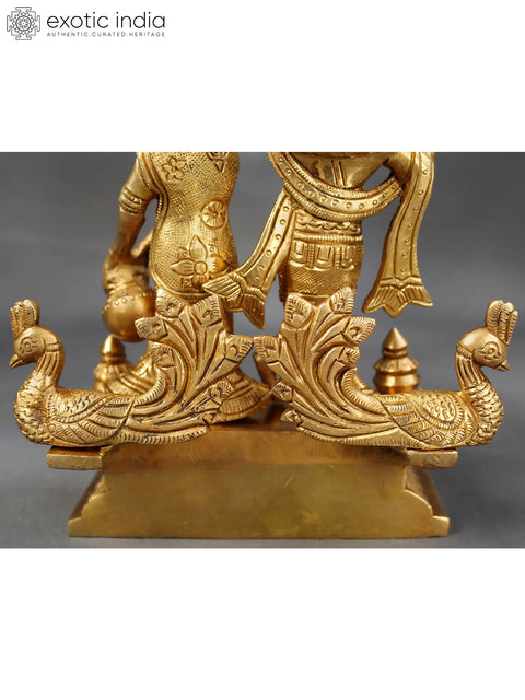 Krishna Playing Flute With Radha | Brass Sculpture