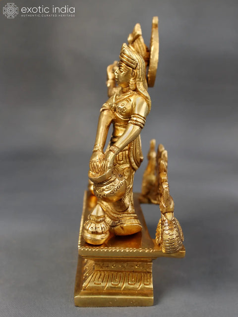 Krishna Playing Flute With Radha | Brass Sculpture