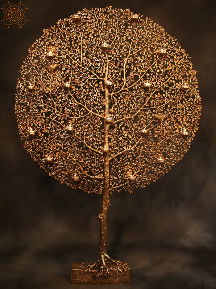 60" Large Brass Tree Of Life With Lamps | Brass