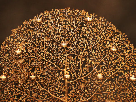 60" Large Brass Tree Of Life With Lamps | Brass