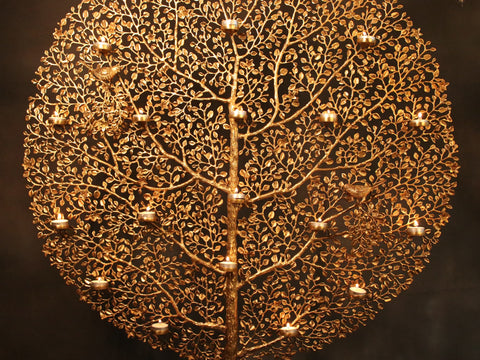 60" Large Brass Tree Of Life With Lamps | Brass