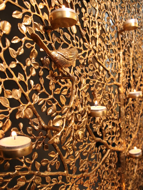 60" Large Brass Tree Of Life With Lamps | Brass