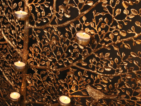 60" Large Brass Tree Of Life With Lamps | Brass