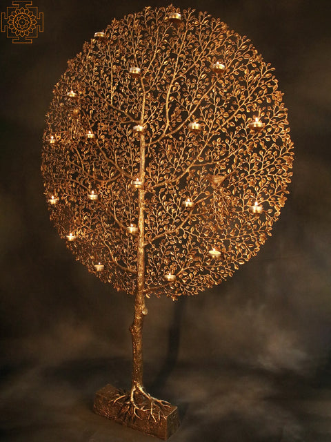 60" Large Brass Tree Of Life With Lamps | Brass