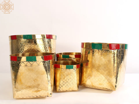 Traditional Brass Basket for Temple (Set Of 5)