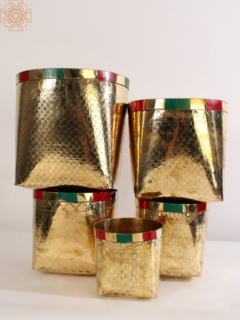 Traditional Brass Basket for Temple (Set Of 5)