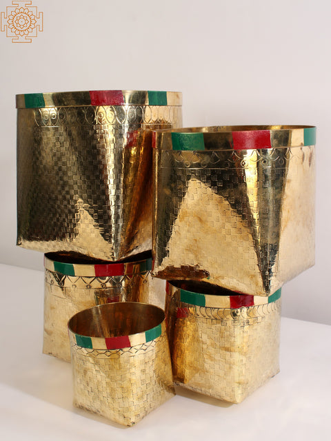 Traditional Brass Basket for Temple (Set Of 5)