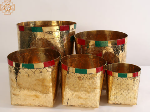 Traditional Brass Basket for Temple (Set Of 5)