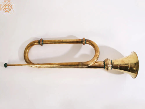 27" Authentic Brass Bugle Indian Musical Instrument Statue
