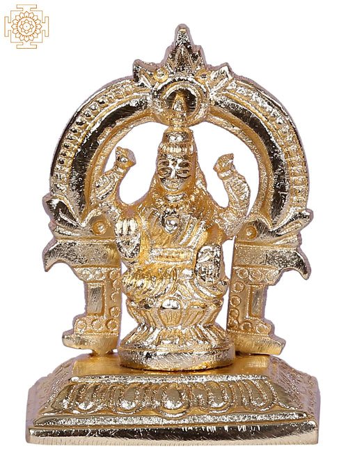 2" Hindu Goddess Lakshmi Brass Idol with Arch for Pooja