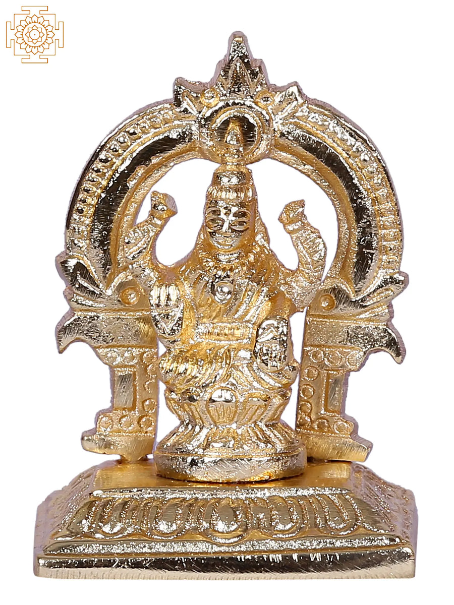 2" Hindu Goddess Lakshmi Brass Idol with Arch for Pooja