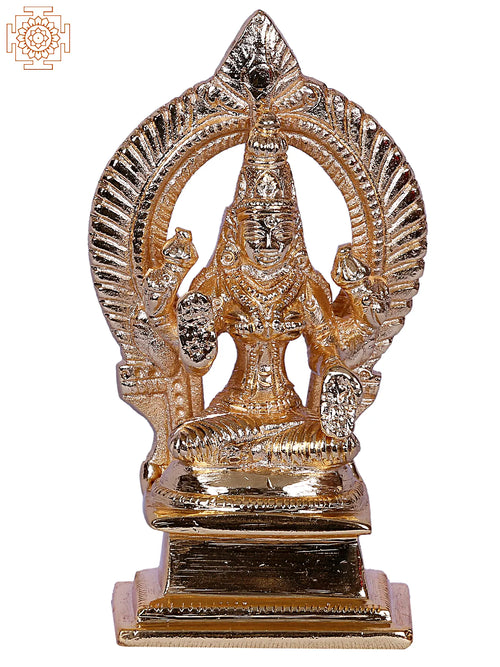 3" Goddess Lakshmi Brass Statue with Arch for Pooja