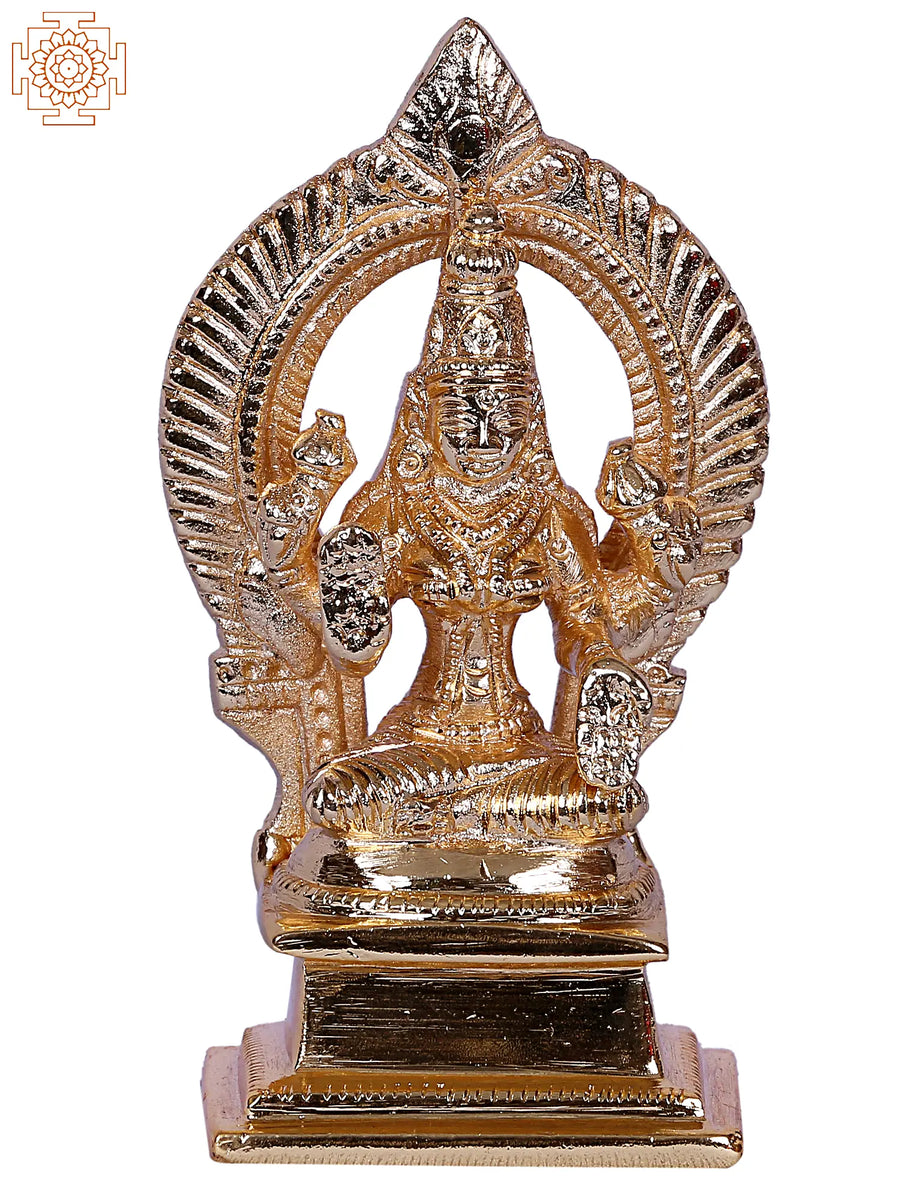 3" Goddess Lakshmi Brass Statue with Arch for Pooja
