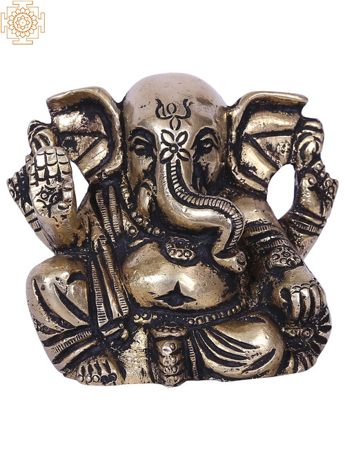 2" Small Lord Ganesha Handmade Brass Statue