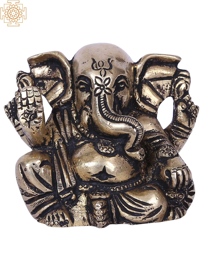 2" Small Lord Ganesha Brass Statue