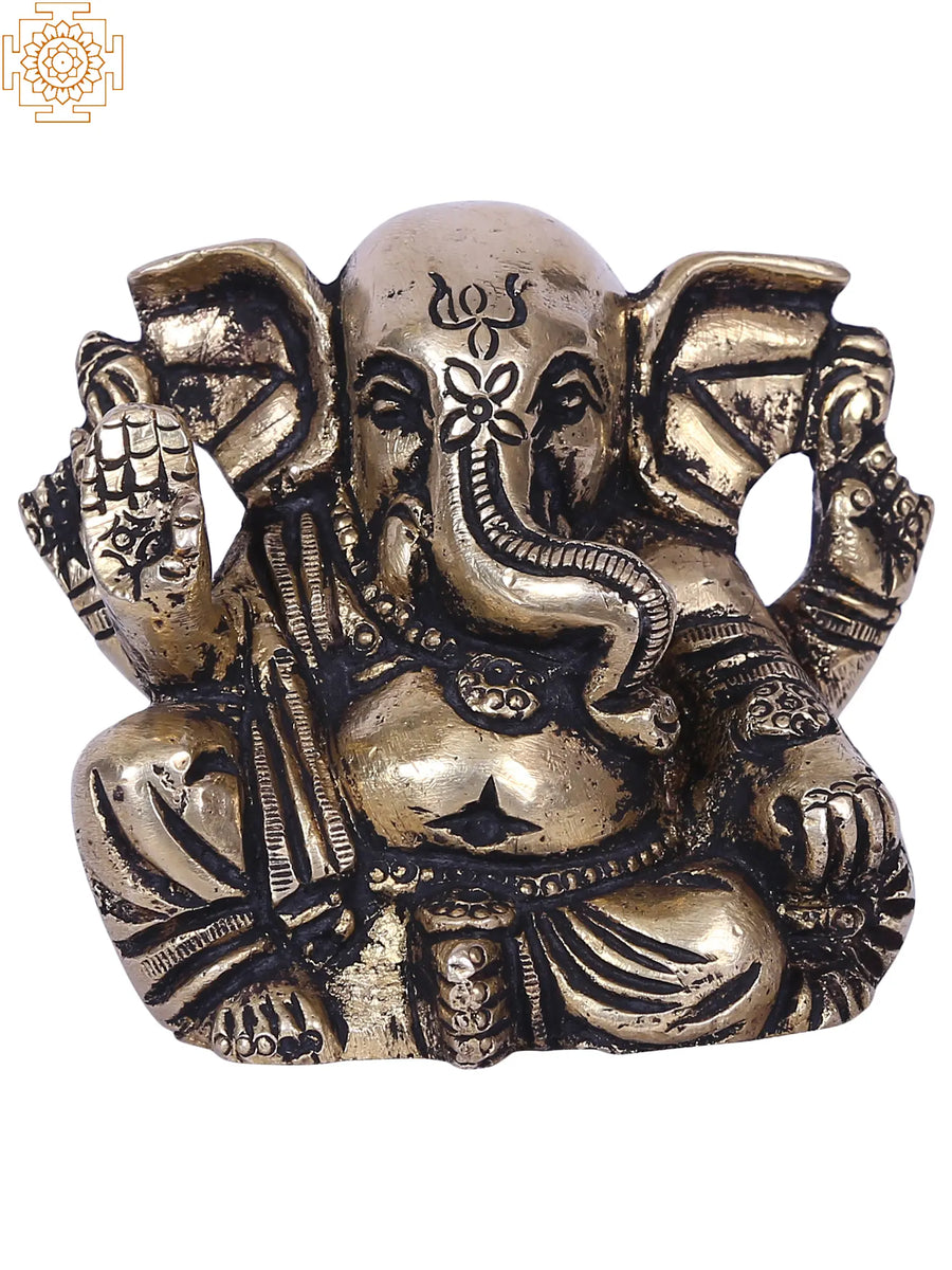 2" Small Lord Ganesha Handmade Brass Statue