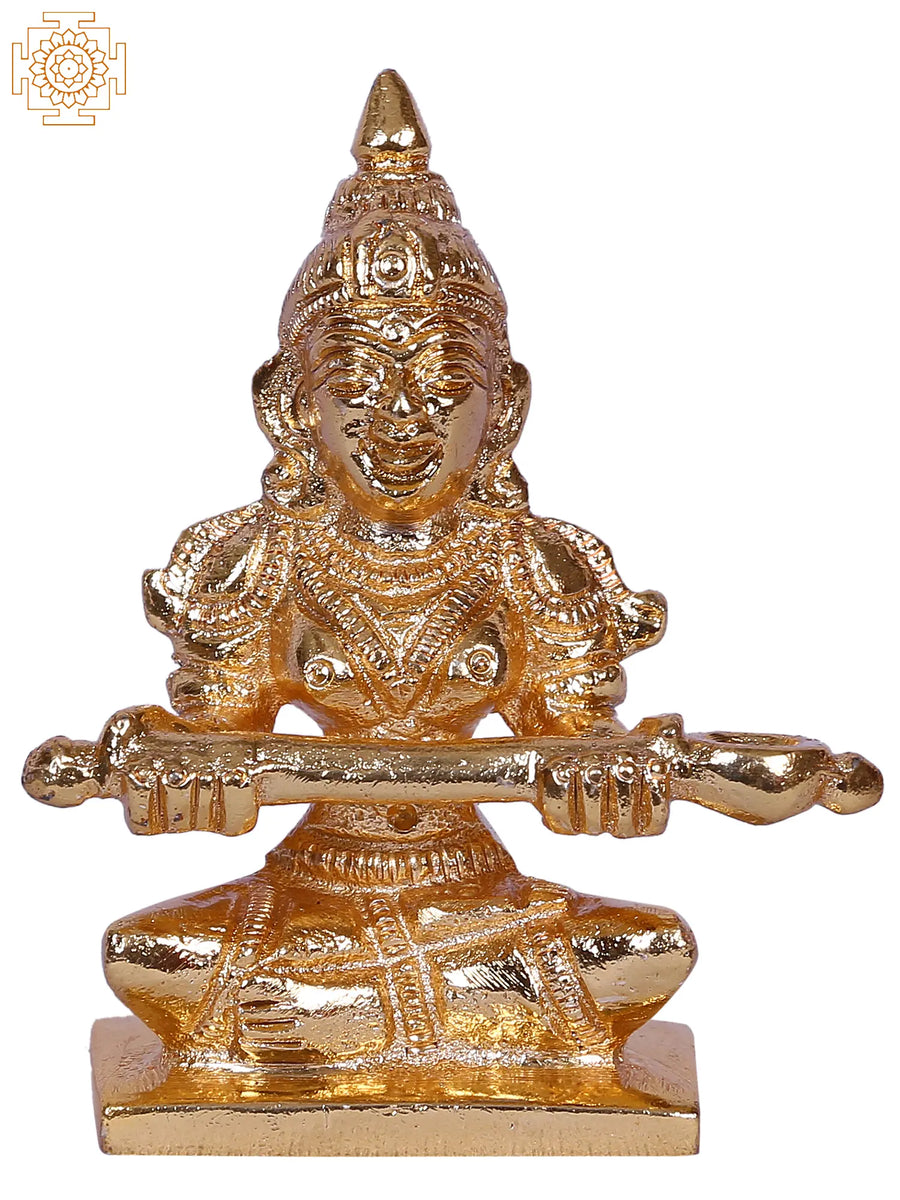 3" Goddess Annapurna Devi Gold Plated Brass Idol