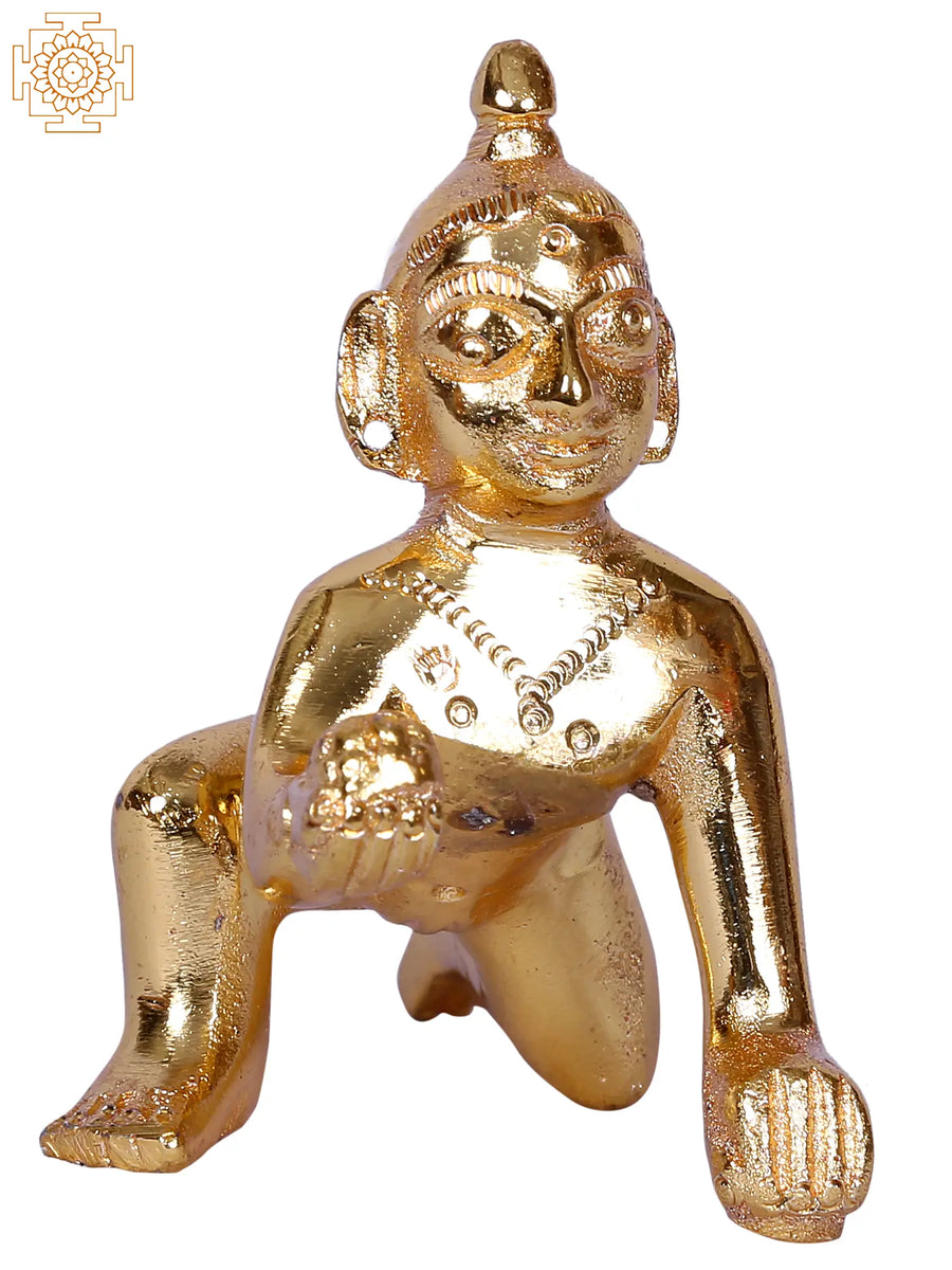 2" Small Lord Laddu Gopal Gold Plated Brass Idol