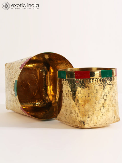 Traditional South Indian Brass Basket for Temple Pooja Set