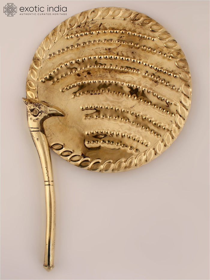 Brass Shodasa Upachara Hand Fan for Hindu Pooja Rituals