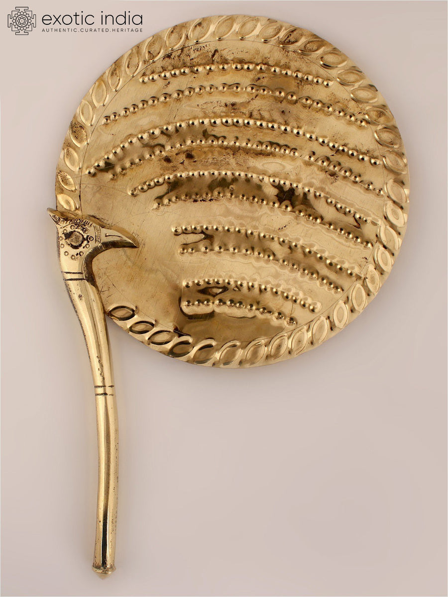 Brass Shodasa Upachara Hand Fan for Hindu Pooja Rituals
