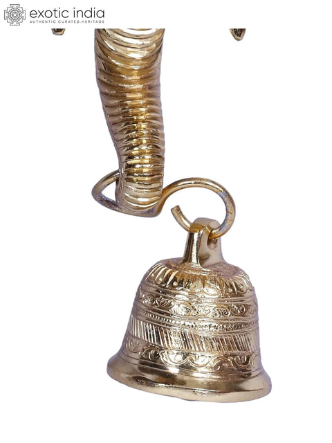 Wall Hanging Ganesha Bell in Brass | Gold Plated