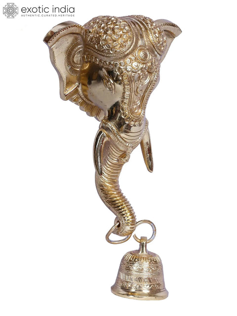 Wall Hanging Ganesha Bell in Brass | Gold Plated
