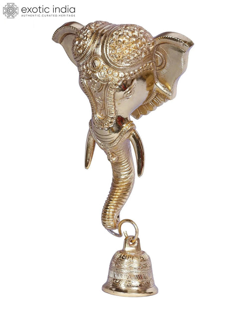 Wall Hanging Ganesha Bell in Brass | Gold Plated
