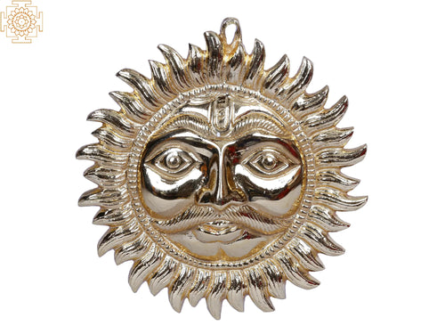 Brass Sun Face Wall Hanging Statue Gold Plated