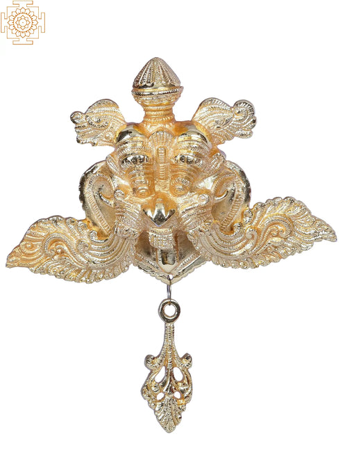 Kirtimukha Face Gold Plated Brass Wall Hanging