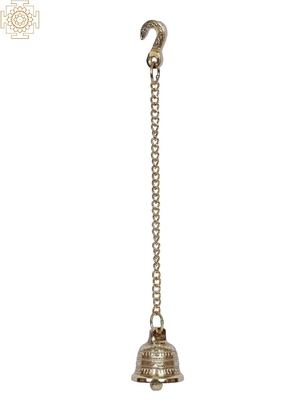 Hanging Brass Bell with Chain | Gold Plated