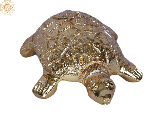 3" Small Brass Tortoise Statue Gold Plated