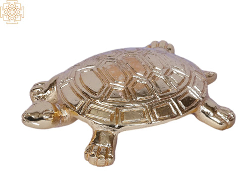 4" Small Brass Turtle Statue Gold Plated