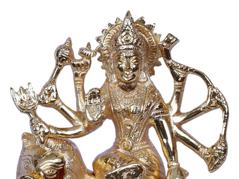 Goddess Durga With Lion | Brass | Gold Plated