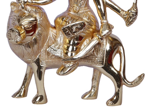 Goddess Durga With Lion | Brass | Gold Plated
