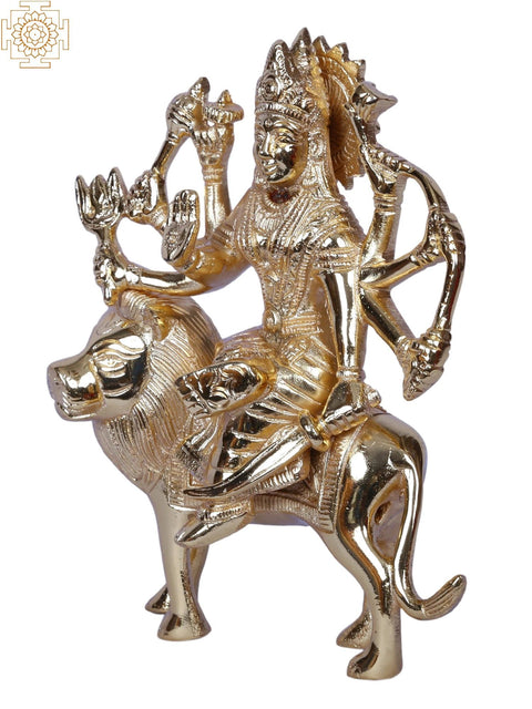 Goddess Durga With Lion | Brass | Gold Plated
