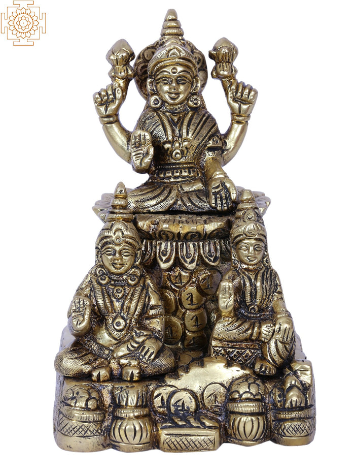 Lakshmi With Kubera Handmade Brass Sculpture