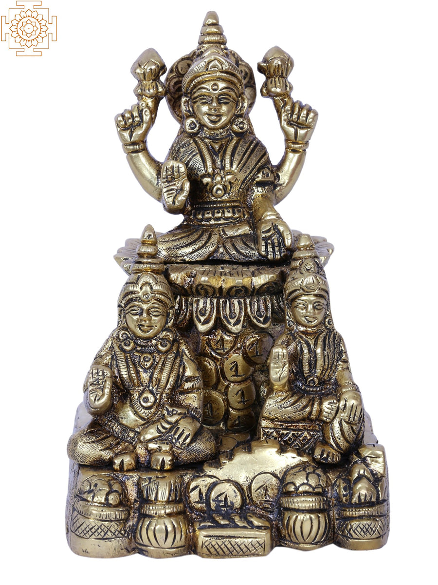 Lakshmi With Kubera Handmade Brass Sculpture