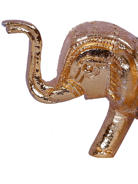 2'' Small Walking Baby Elephant Figurine | Gold-Plated Brass Statue